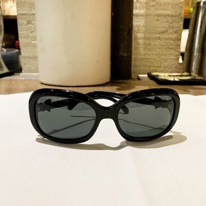CHANEL Black Sunglasses with Gold CC Temple Accent